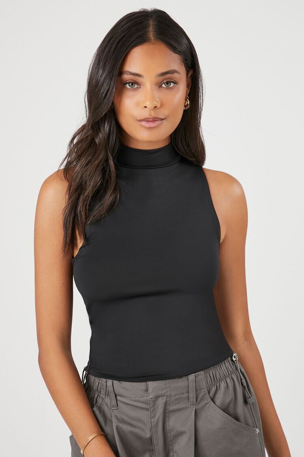

Майка с воротником-стойкой Contour Forever 21, черный