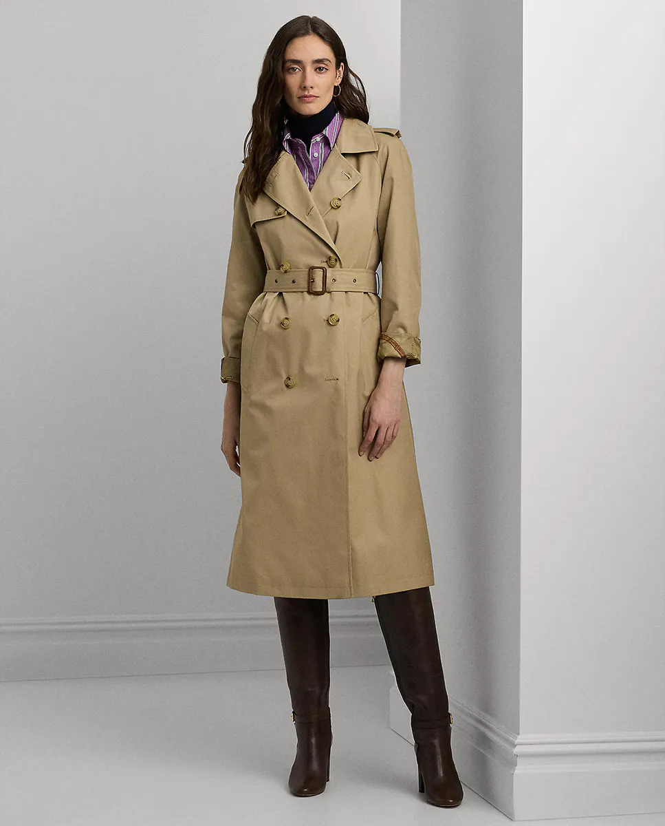 

Женский тренч с поясом и двубортный Lauren Ralph Lauren, бежевый