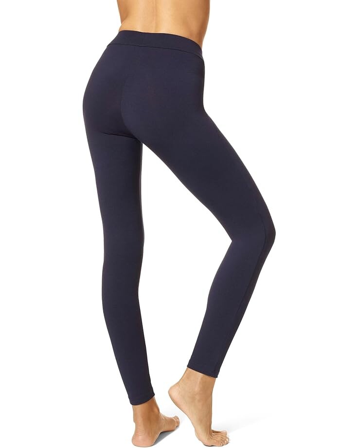 

Брюки HUE Wide Waistband Blackout Cotton Leggings, темно-синий