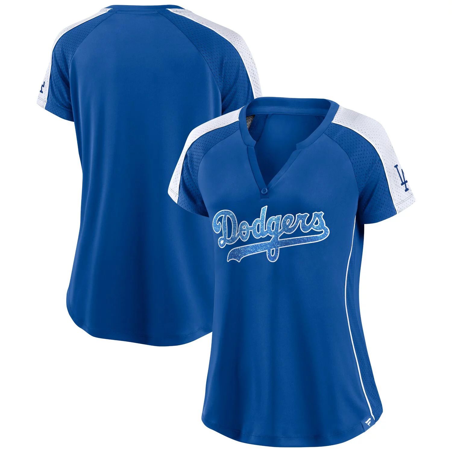 

Женская футболка Fanatics Royal/White с логотипом Los Angeles Dodgers True Classic League Diva в тонкую полоску реглан с v-образным вырезом Fanatics