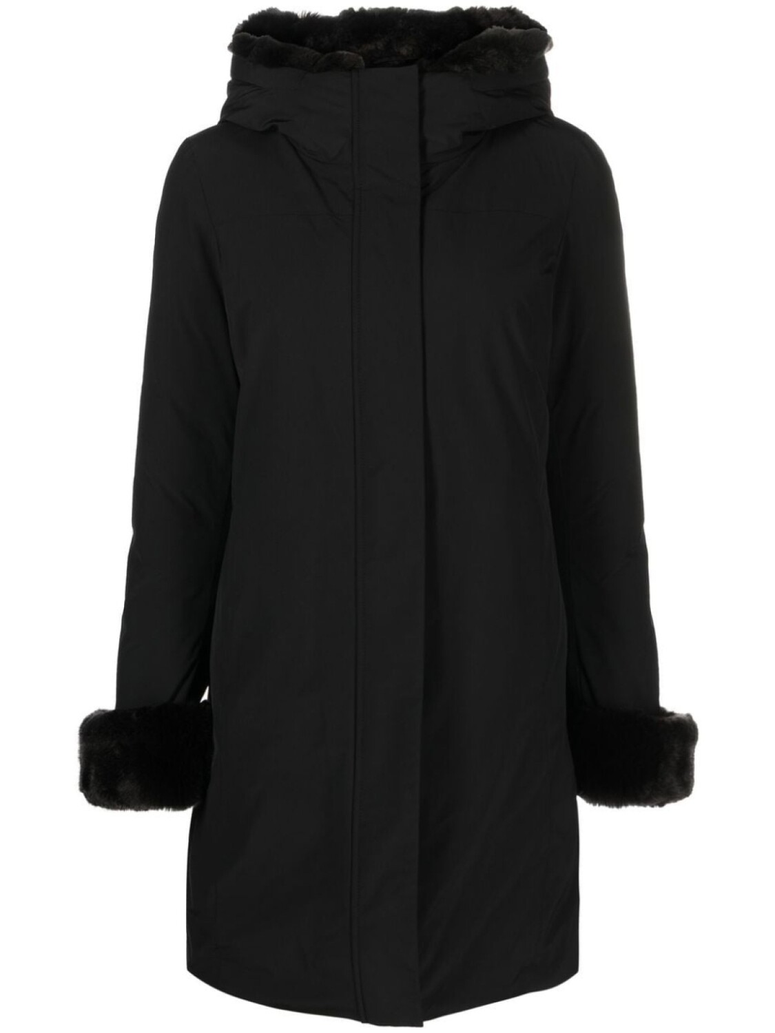 

Woolrich пальто с капюшоном и контрастной отделкой, черный