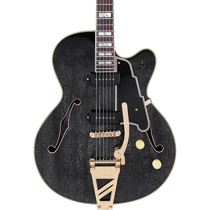 Электрогитара D'Angelico Excel Series 59 Hollowbody Electric Guitar with USA Seymour Duncan P-90's and Shield Tremolo Black Dog