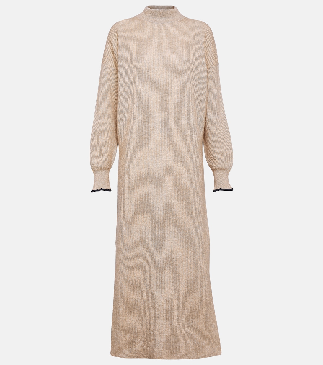 Платье миди из альпаки и хлопка Brunello Cucinelli, серый юбка миди из хлопка и льна brunello cucinelli белый