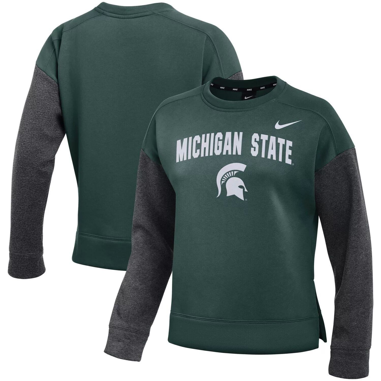 

Женский пуловер Nike зеленый/темно-угольный пуловер Michigan State Spartans Campus Dolman Nike