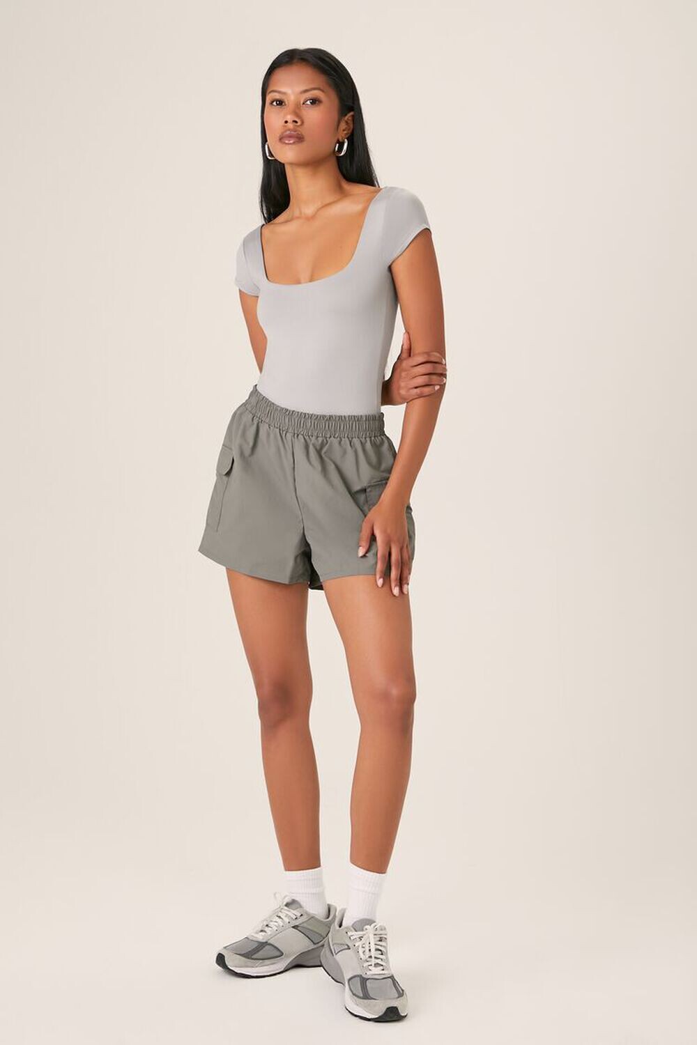 

Шорты-карго без застежки Forever 21, серый
