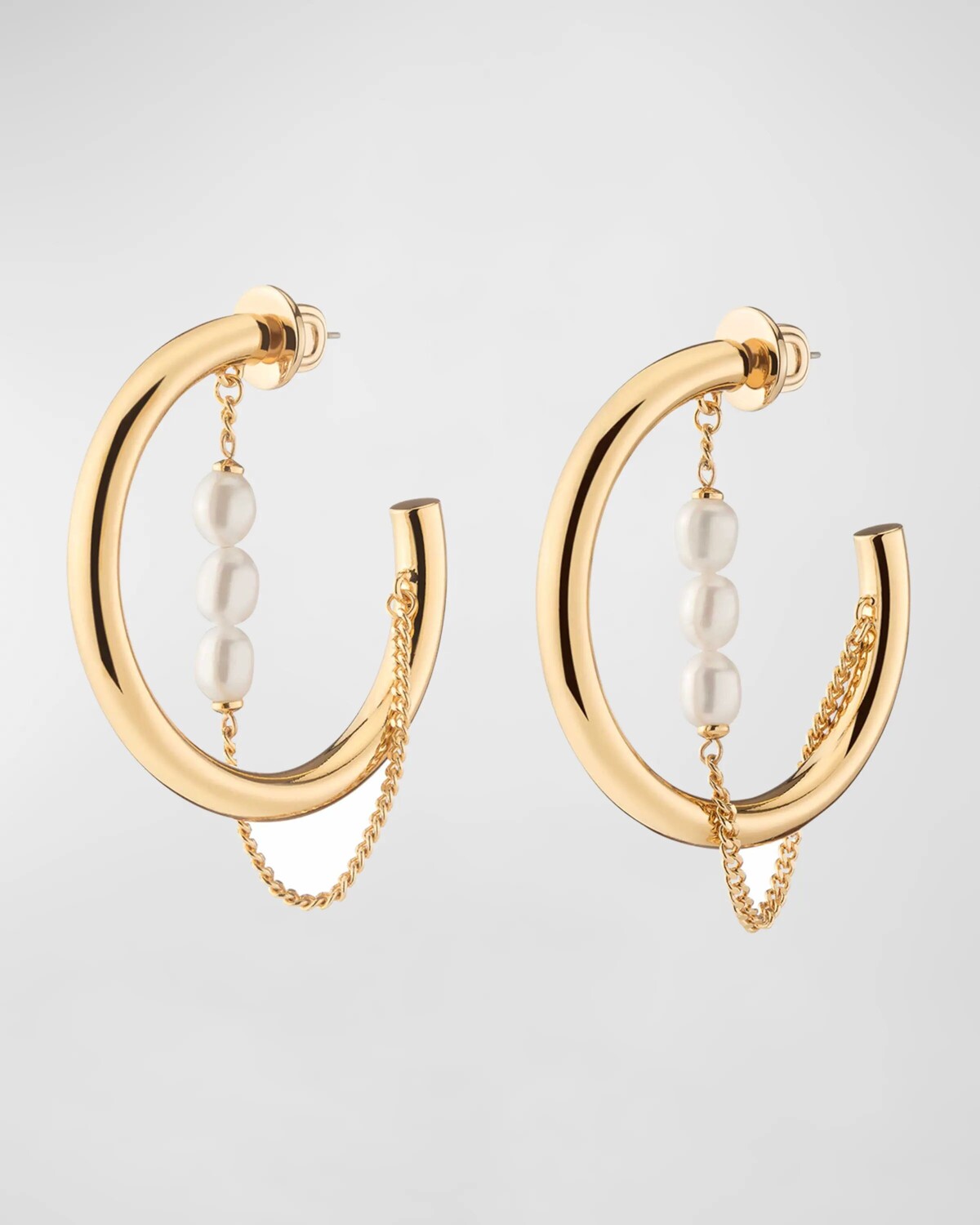 

Серьги-кольца Miley с пресноводным жемчугом DEMARSON, цвет Gold Pearl