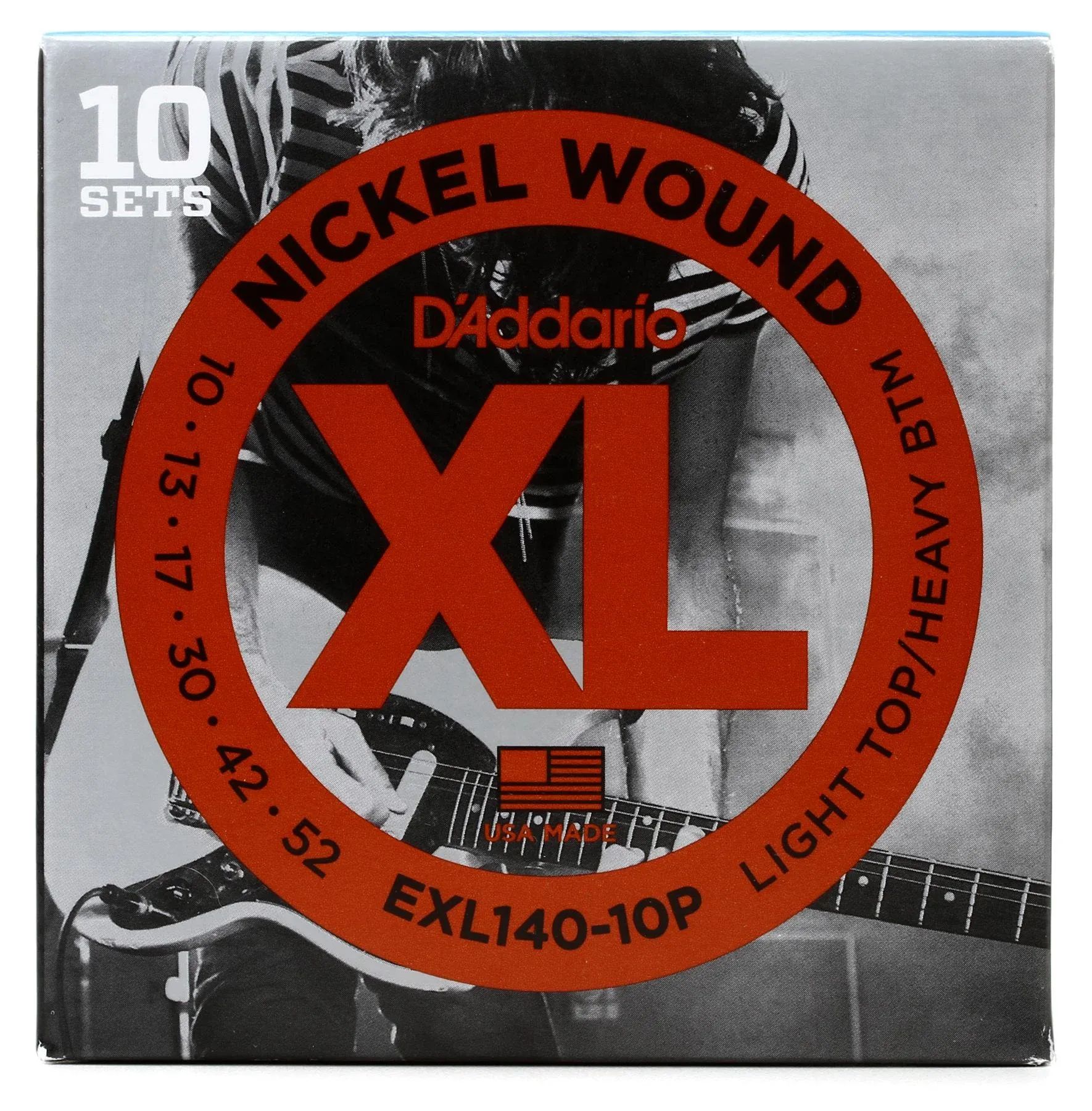 

Струны для электрогитары D'Addario EXL140 XL с никелевой обмоткой — .010-.052 светлый верх/тяжелый низ (10 шт.)