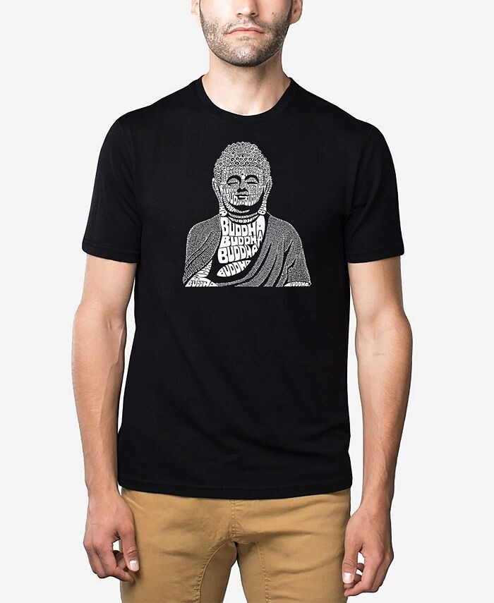 

Мужская футболка премиум-класса Word Art Buddha LA Pop Art, черный