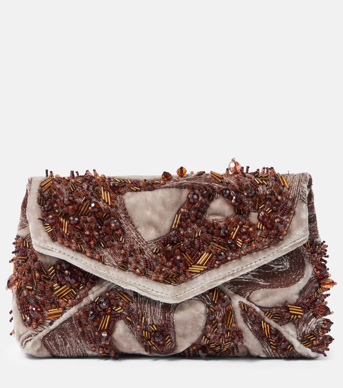 

Бархатный клатч с декором в виде конверта Dries Van Noten, цвет champagne