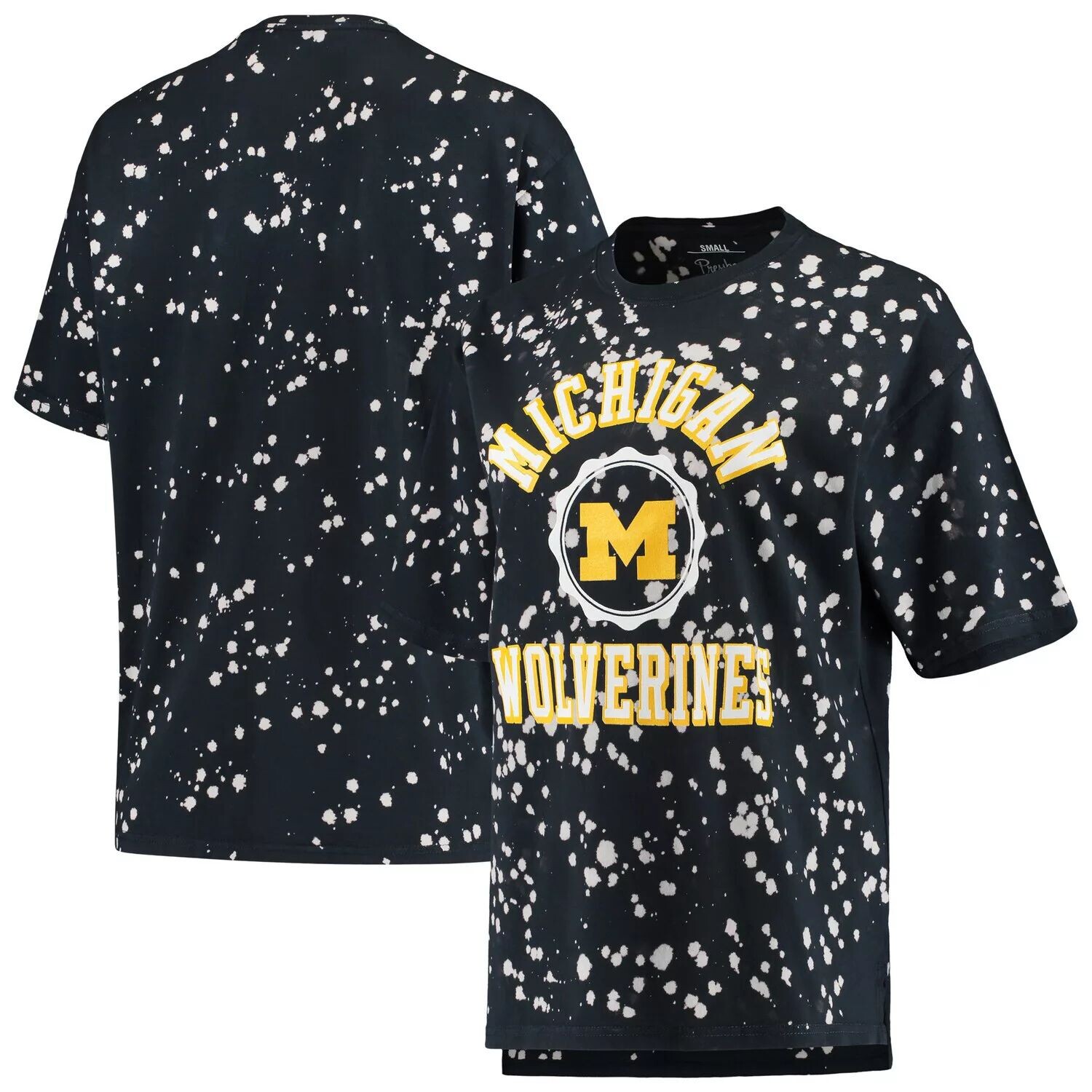 

Женская темно-синяя футболка Pressbox Michigan Wolverines Bishop Bleach Wash, Синий