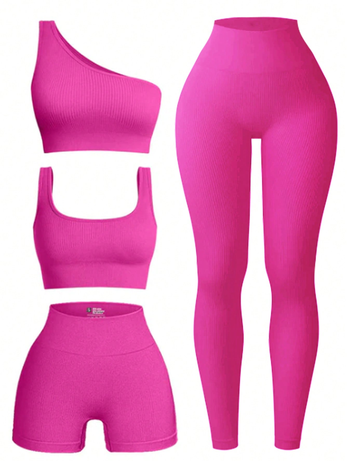 цена SHEIN Yoga Базовая однотонная спортивная одежда приталенного кроя, ярко-розовый