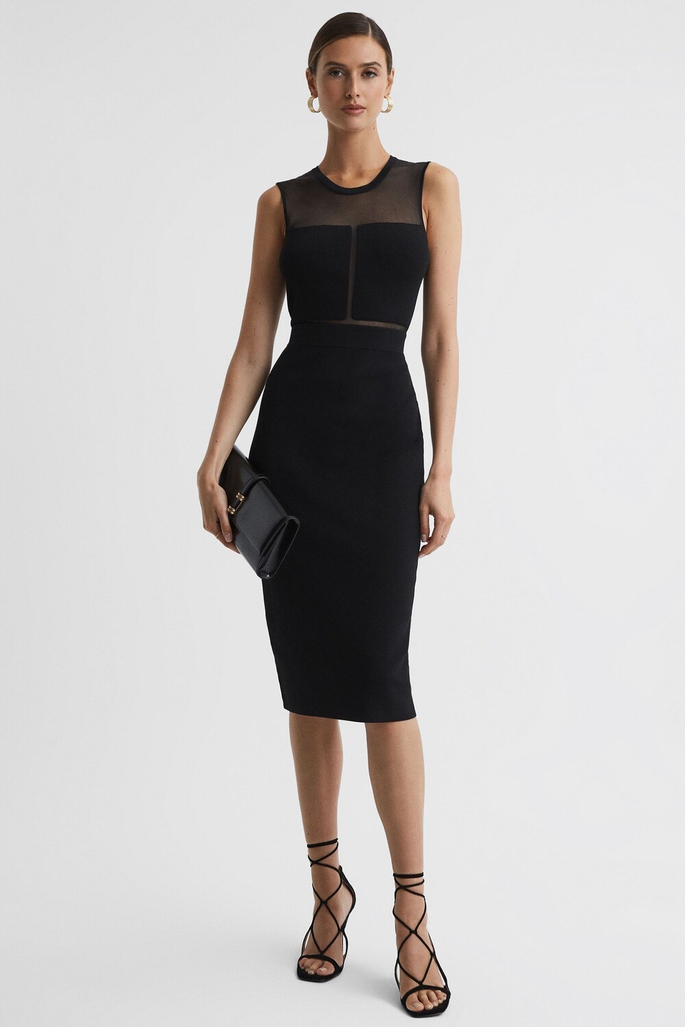 

Боди Lucia из прозрачного трикотажа Reiss, черный