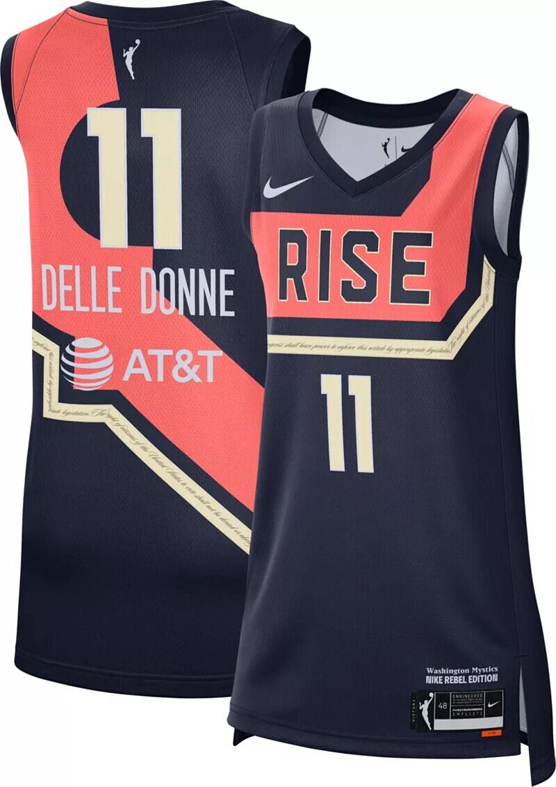 

Джерси Nike Adult Washington Mystics Елена Делле Донн № 11 темно-синего цвета Rebel Edition