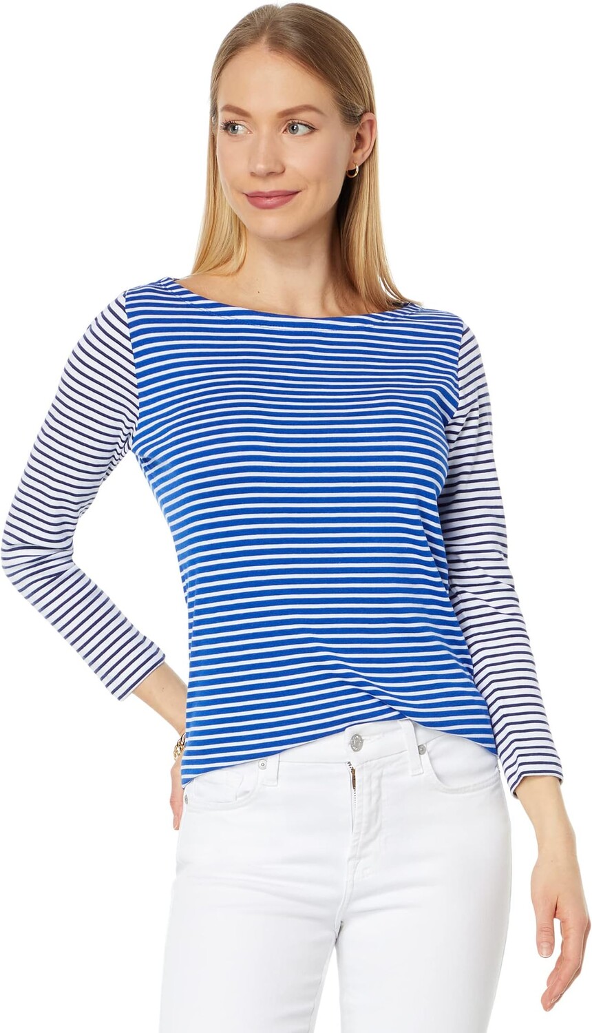 

Простая футболка с вырезом «лодочка» в полоску для вечеринок Vineyard Vines, цвет Maritime Blue