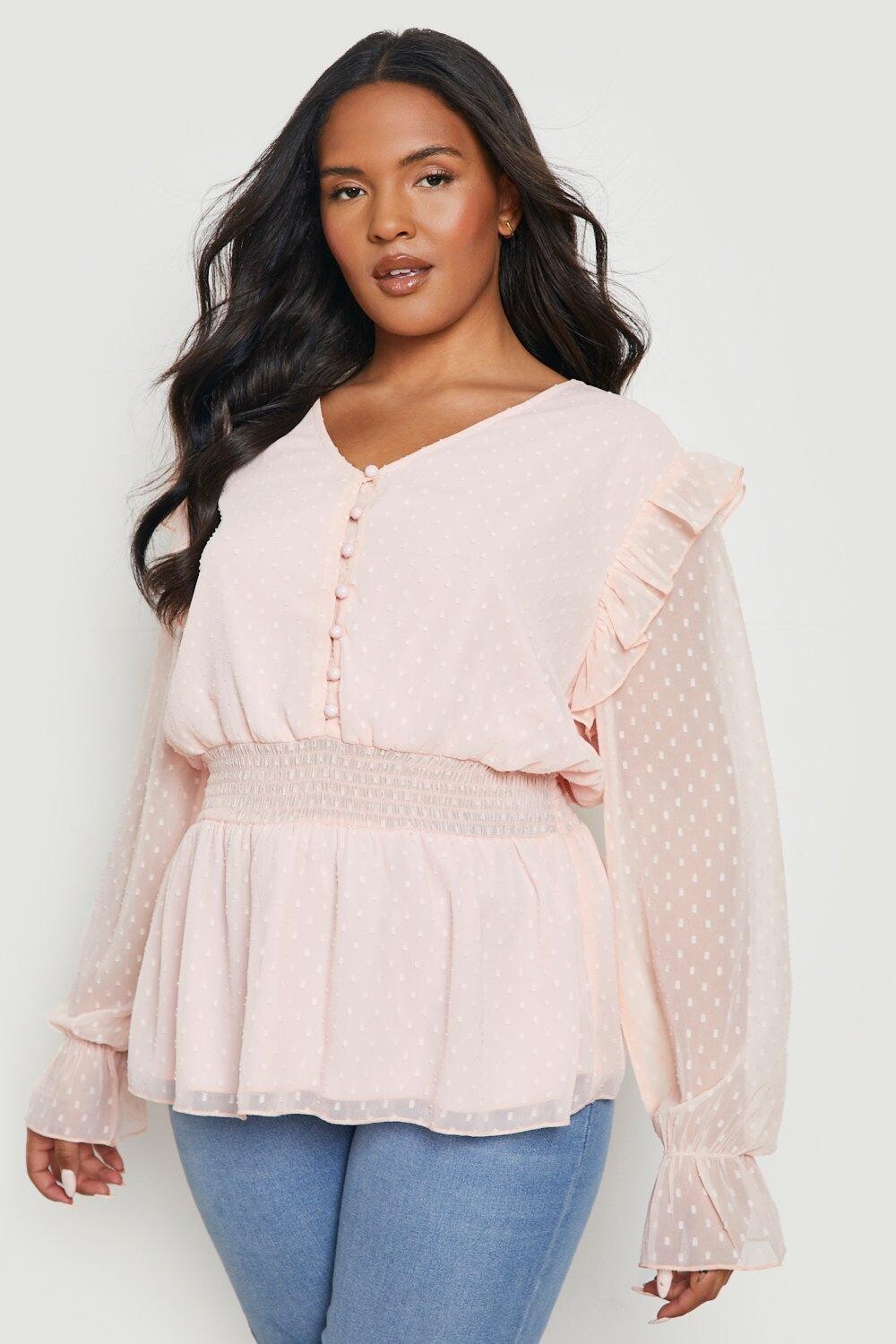 

Топ plus dobby mesh с гофрами Boohoo, румяна