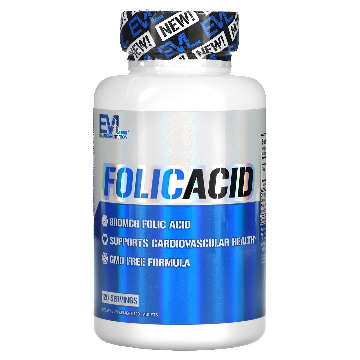 

Folic Acid, 800 mcg, 120 Tablets, EVLution Nutrition