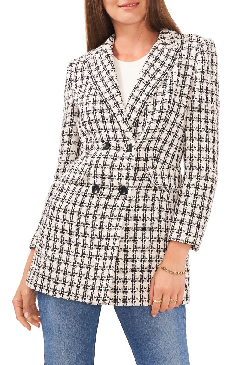 

Удлиненный блейзер из хлопкового твида в клетку VINCE CAMUTO