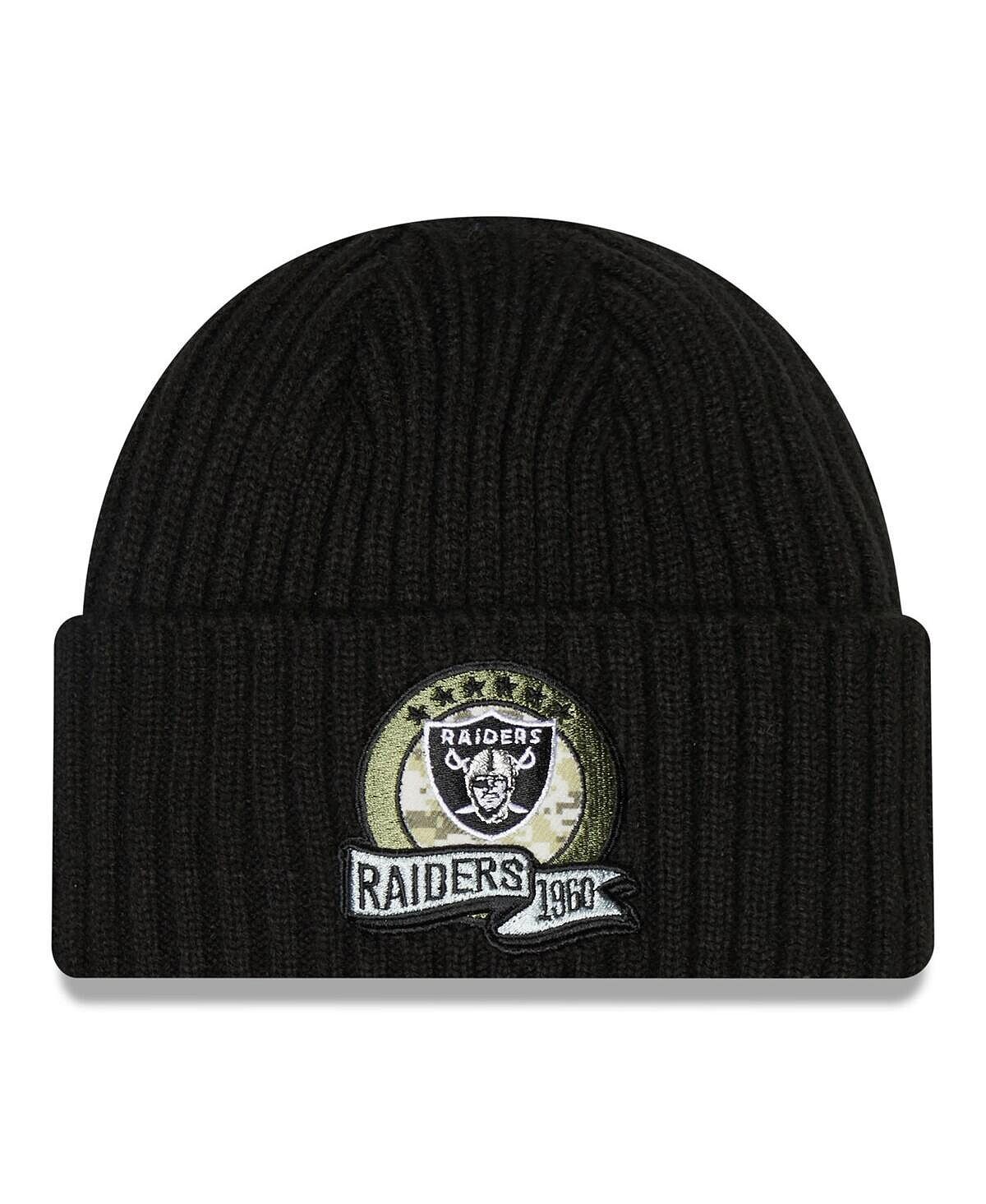 

Черная вязаная шапка с салютом для юношей Las Vegas Raiders 2022 New Era