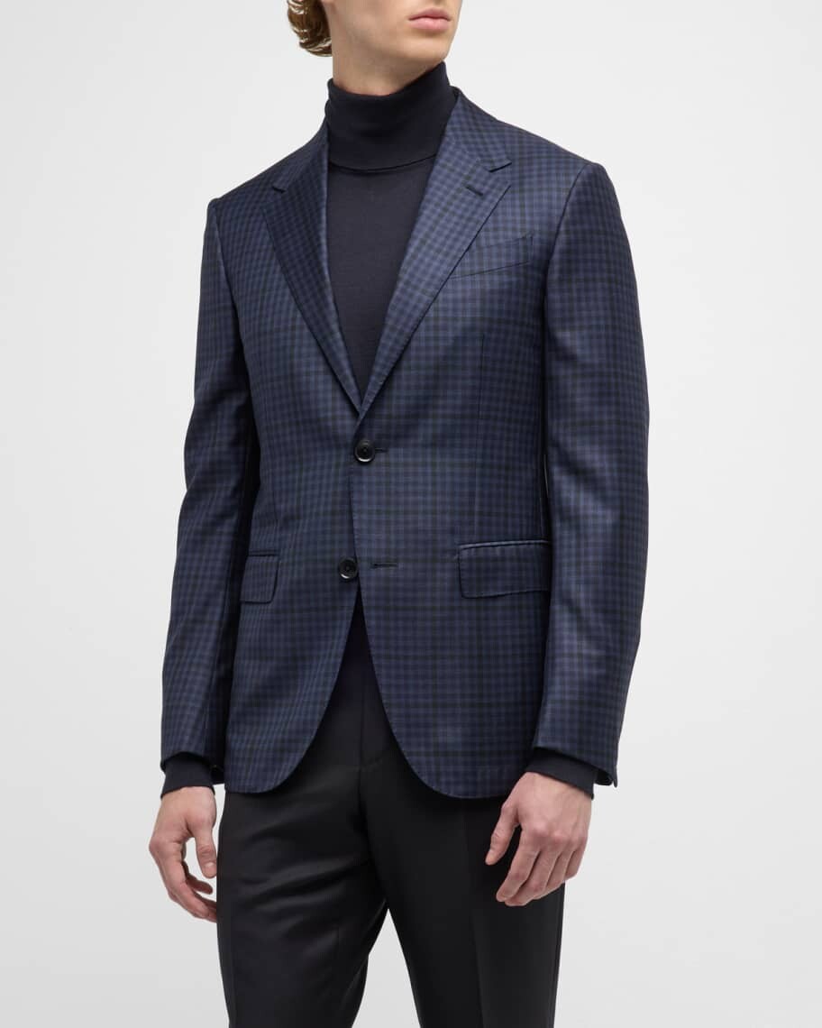 

Мужское спортивное пальто в мелкую клетку ZEGNA, Черный