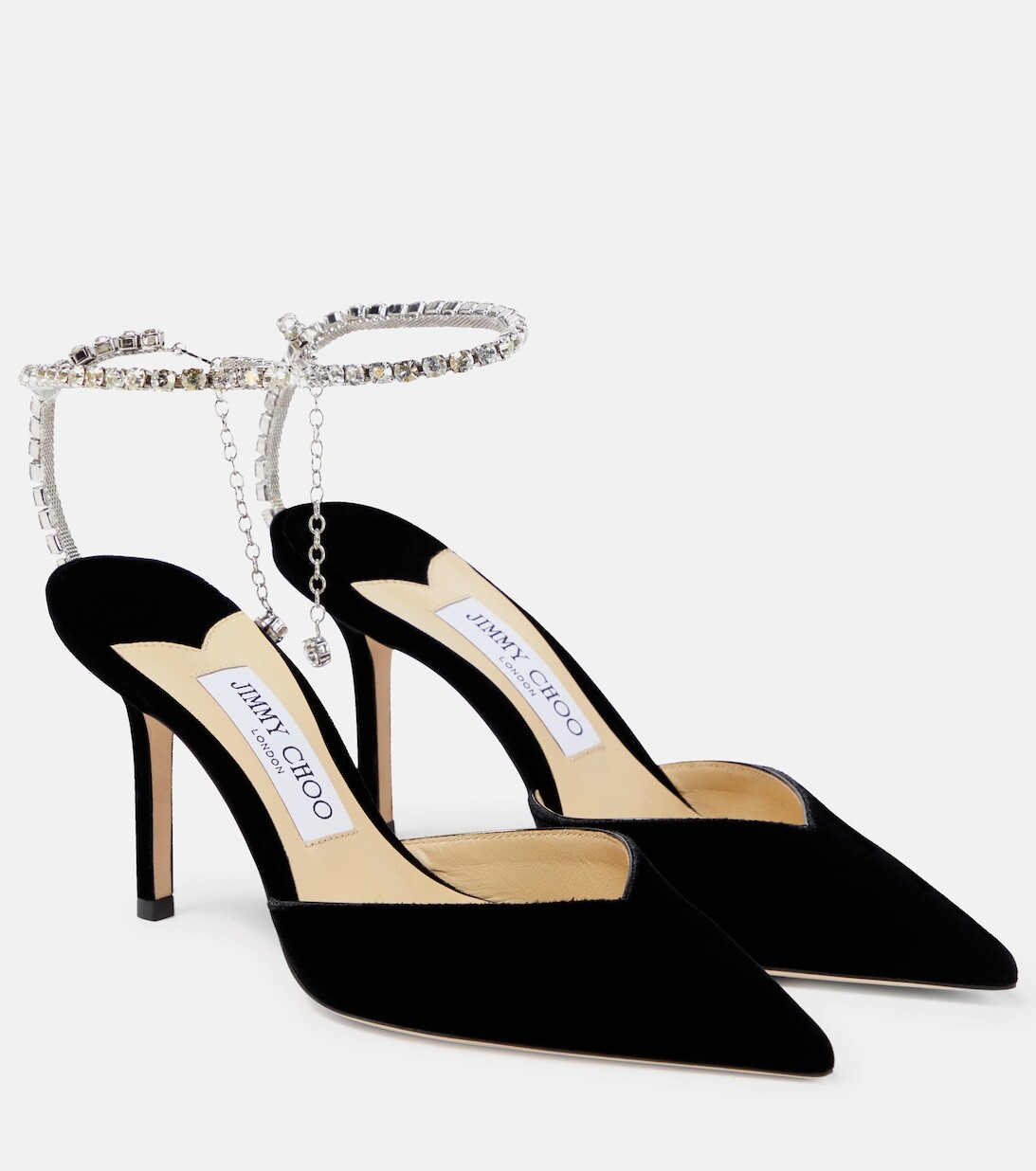 

Декорированные бархатные туфли Saeda 85 Jimmy Choo, черный