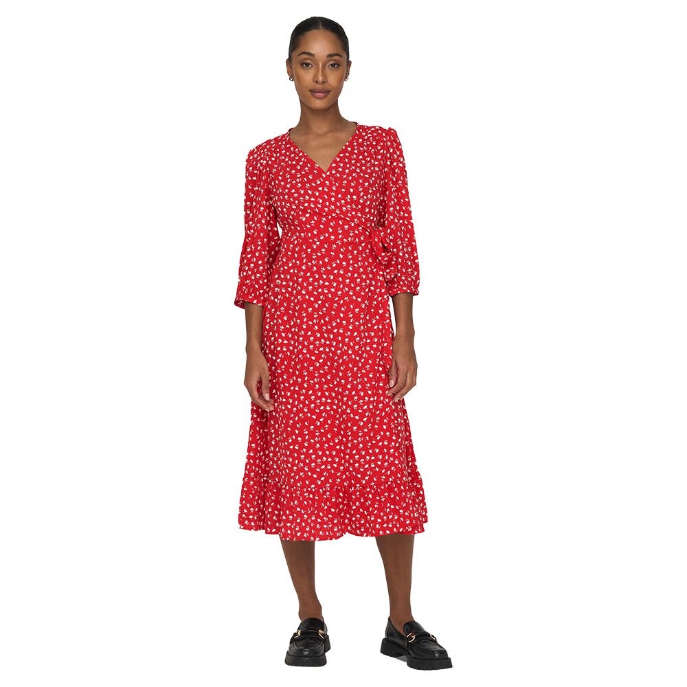 

Платье Only Olivia Wrap Midi 3/4 Sleeve, красный