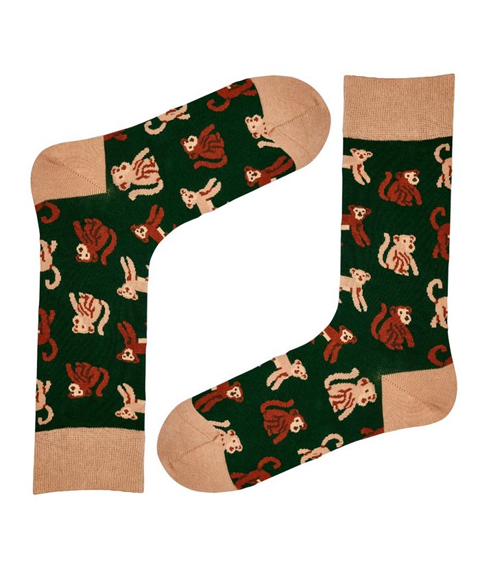 Мужские новинки цветных носков унисекс Monkey с бесшовным дизайном носка, 1 шт. Love Sock Company, зеленый