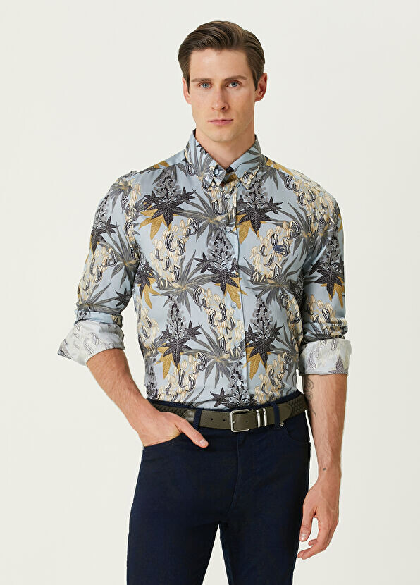 

Рубашка с цветочным узором Etro, синий
