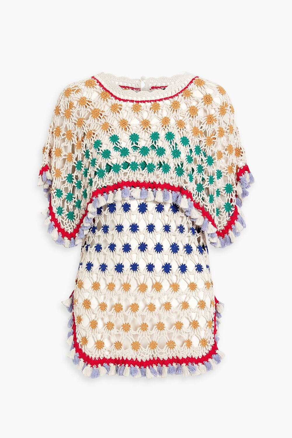 

Хлопковый топ Delma с кисточками, связанный крючком. ISABEL MARANT, изумрудный
