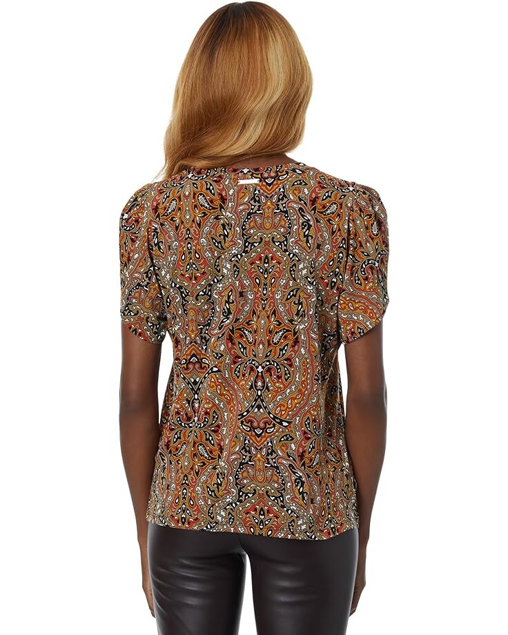 

Топ Michael Kors Petite Chain Petal Sleeve Top, цвет Burnt Terracotta