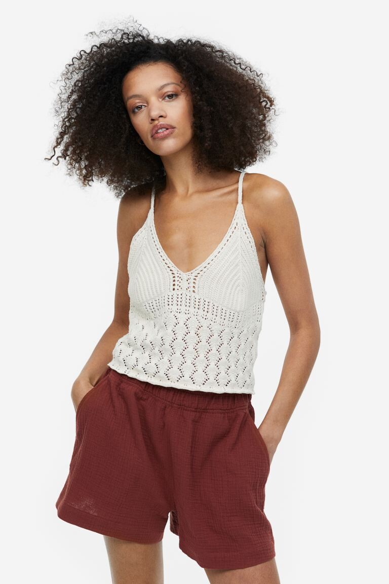 

Мятые хлопковые шорты H&M