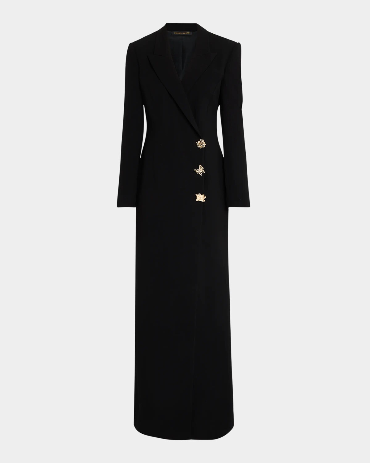 

Двубортное платье-смокинг макси из кади Zuhair Murad, черный