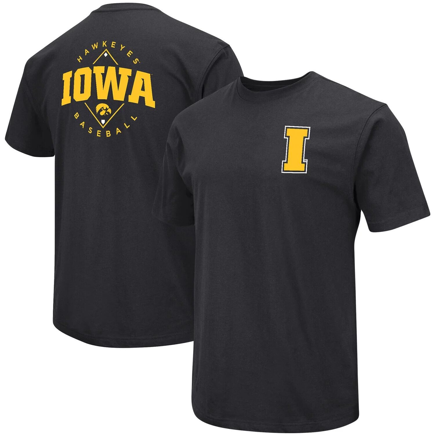 

Мужская черная футболка Iowa Hawkeyes Baseball On Deck 2-Hit Colosseum