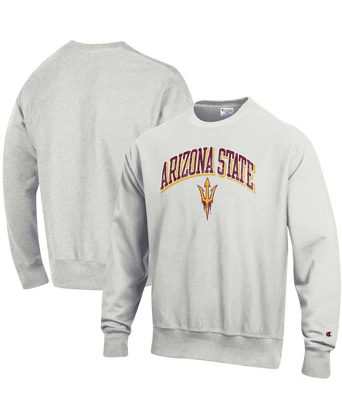 Мужской серый пуловер с логотипом Arizona State Sun Devils Arch Over Logo, толстовка с обратным плетением Champion