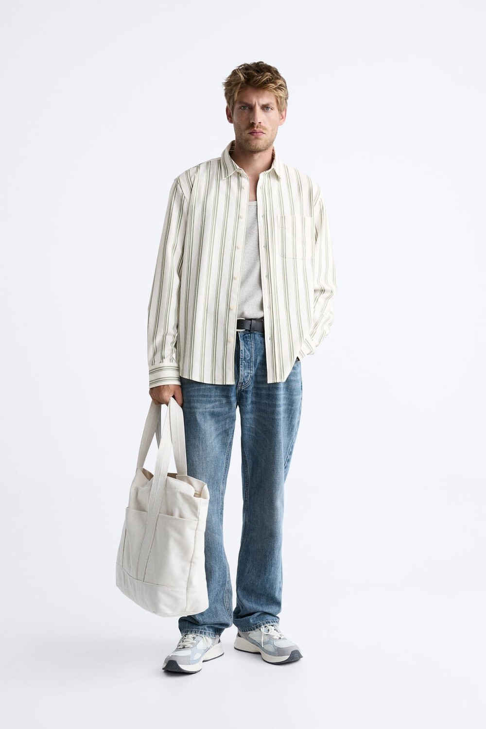 

Комфортная фактурная рубашка ZARA, экру