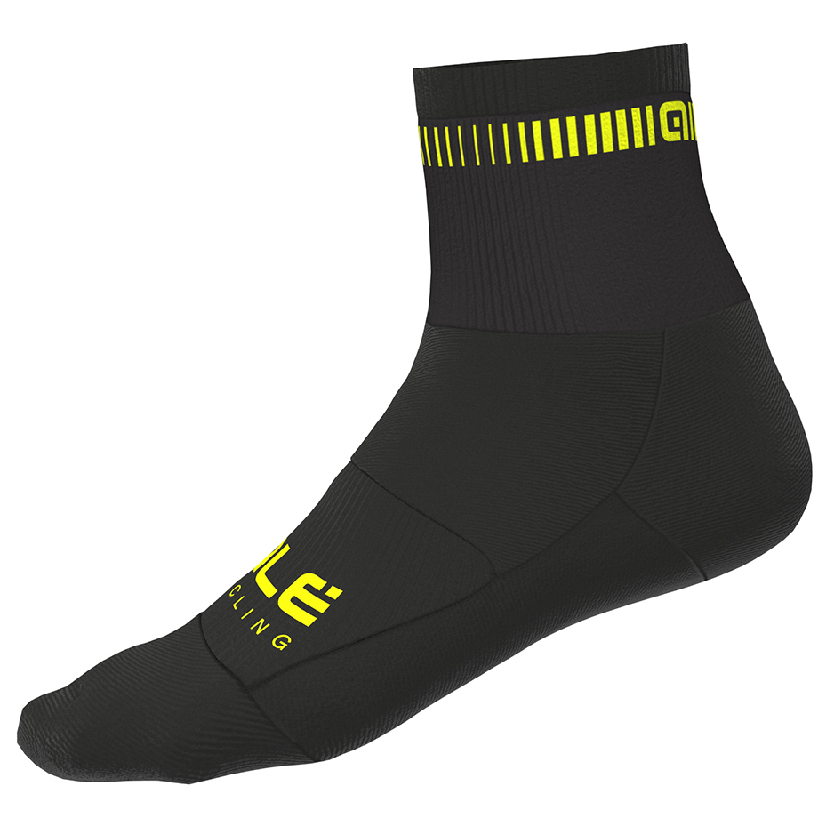 Велосипедные носки Alé Logo Q Skin Socks, цвет Black/Fluo Yellow