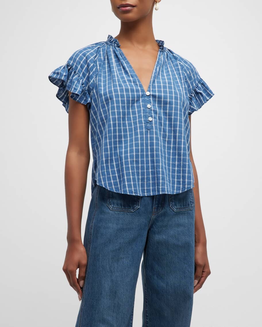 

Рубашка в клетку Milly с оборками Veronica Beard Jeans