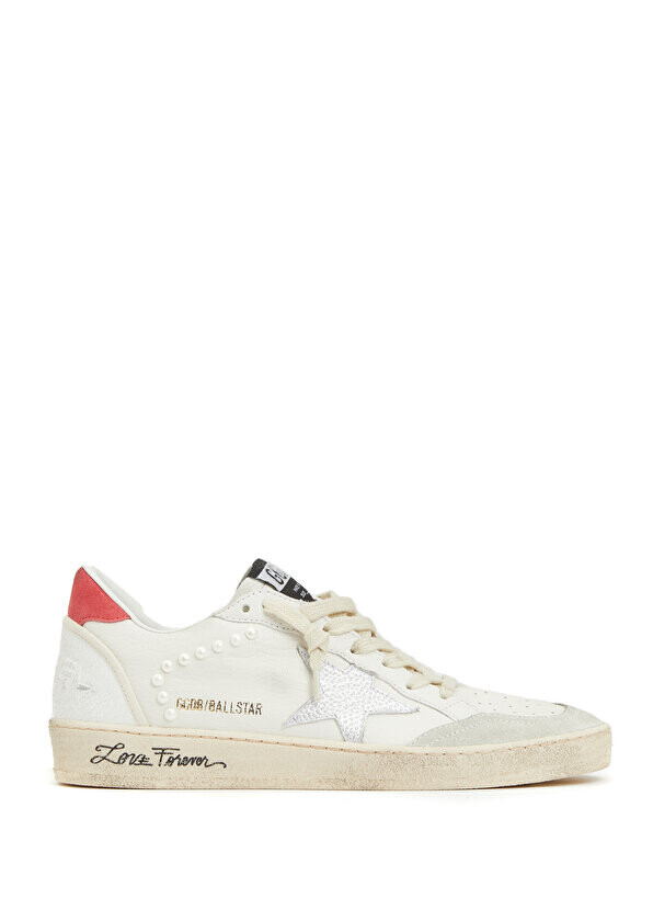 

Бело-красные женские кожаные кроссовки ballstar Golden Goose