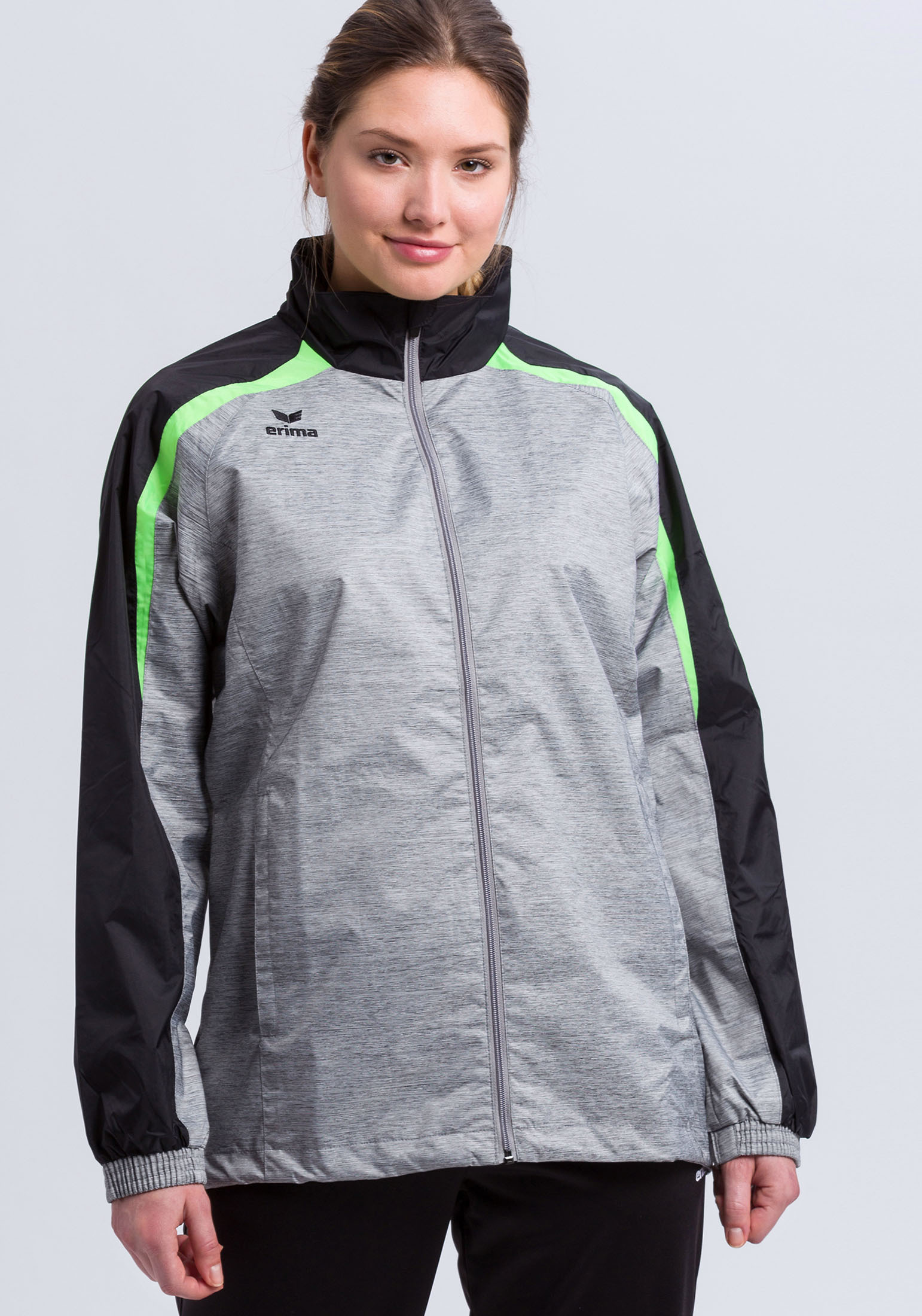 Функциональная куртка erima Liga 2.0 Allwetterjacke, серый меланж/черный/зеленый геккон