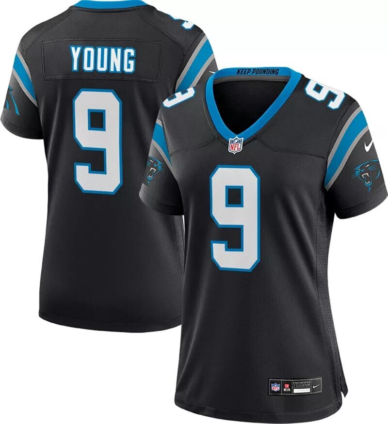 

Женская черная игровая майка Nike Carolina Panthers Bryce Young