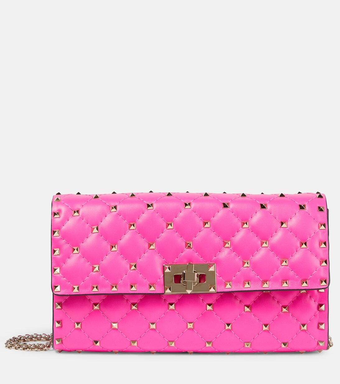 

Маленький кожаный кошелек Rockstud на цепочке Valentino Garavani, розовый