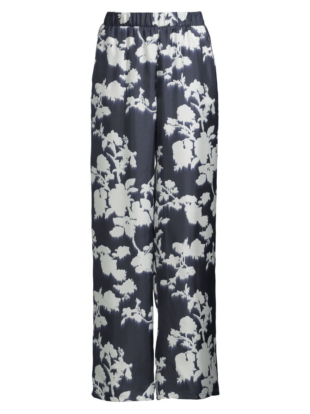 

Эластичные шелковые брюки с цветочным принтом Tenzone Max Mara Leisure, нави