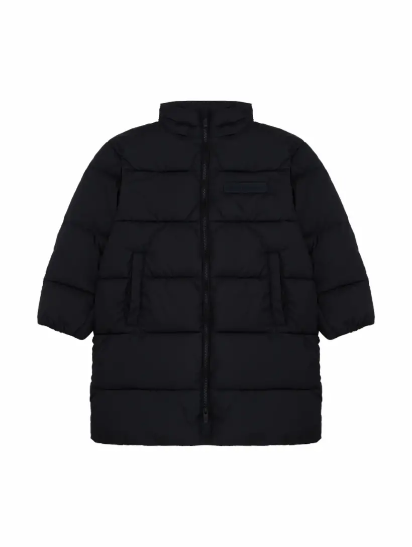 Стеганый пуховик с логотипом EMPORIO ARMANI, тёмно-синий