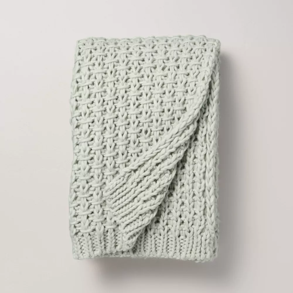 

Плед из толстой вязки, кремовый - Hearth & Hand Hearth & Hand with Magnolia, цвет Light Green