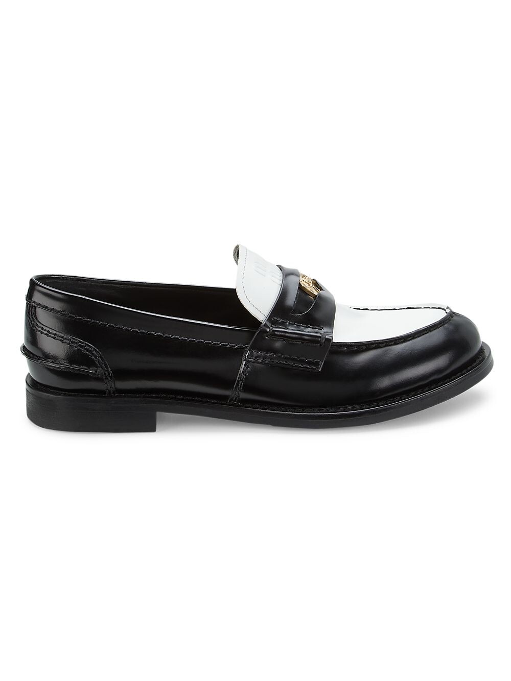 

Кожаные лоферы пенни с цветными блоками Miu Miu, неро