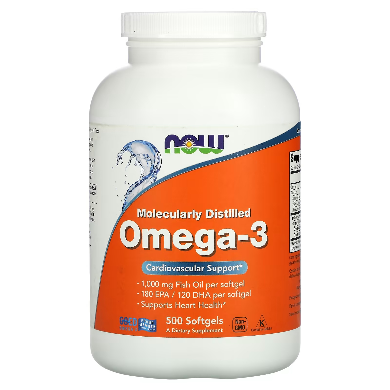 NOW Foods Омега-3 500 мягких таблеток пищевая добавка barlean s seriously delicious omega pals