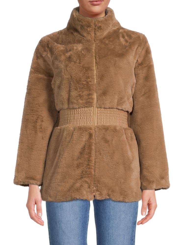 Куртка из искусственного меха с присборками La Fiorentina, цвет Camel