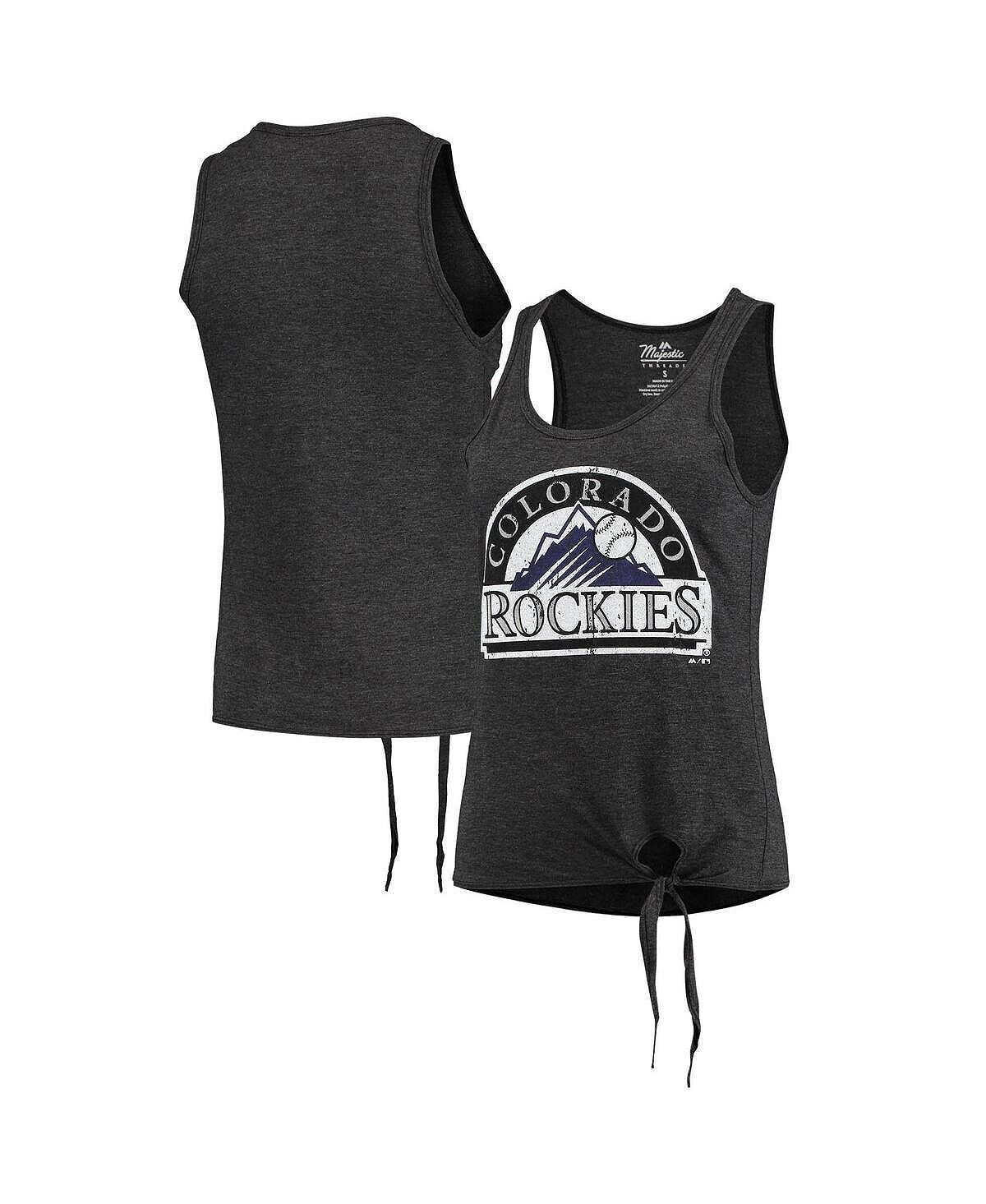 

Женская черная майка Colorado Rockies с круглым вырезом и завязками по бокам, футболка Tri-Blend Majestic, черный
