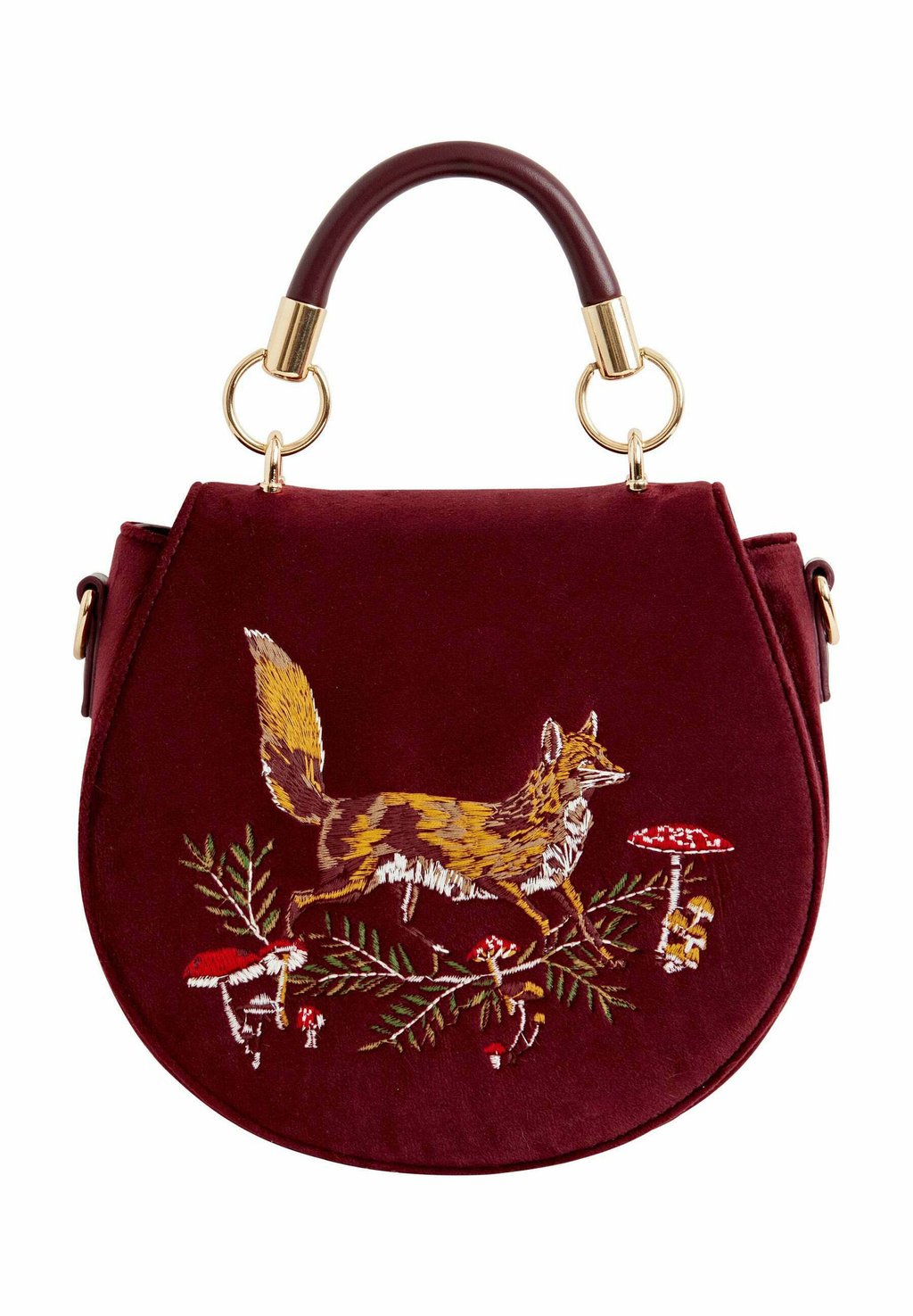 Сумка FOX MUSHROOM EMBROIDERED SADDLE-REDCURRANT FABLE ENGLAND, цвет red сумочка robin love embroidered saddle fable england зеленый