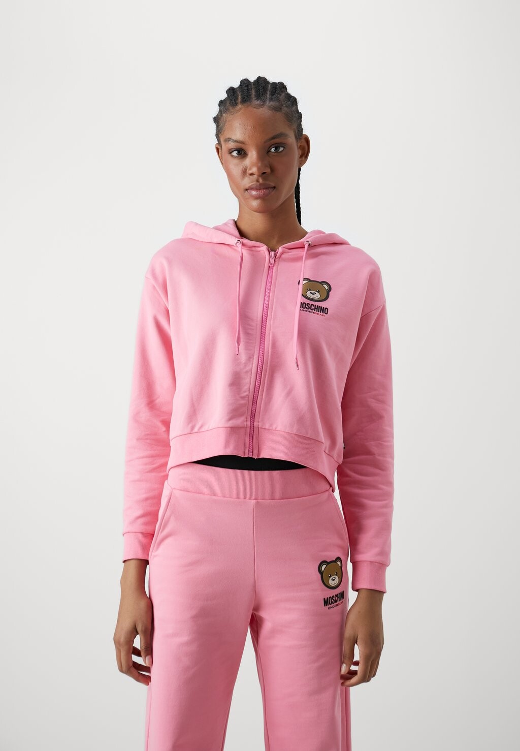 

Пижамный топ CROPPED ZIPPED HOODIE Moschino Underwear, розовый