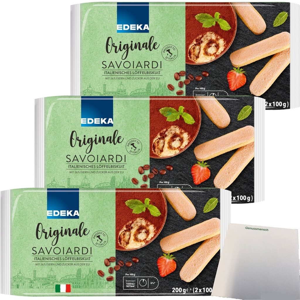 

Ледяные пальчики Edeka, оригинал из Италии с сахарной корочкой, 3 шт. (3 пачки по 200 г) + блок усы USY